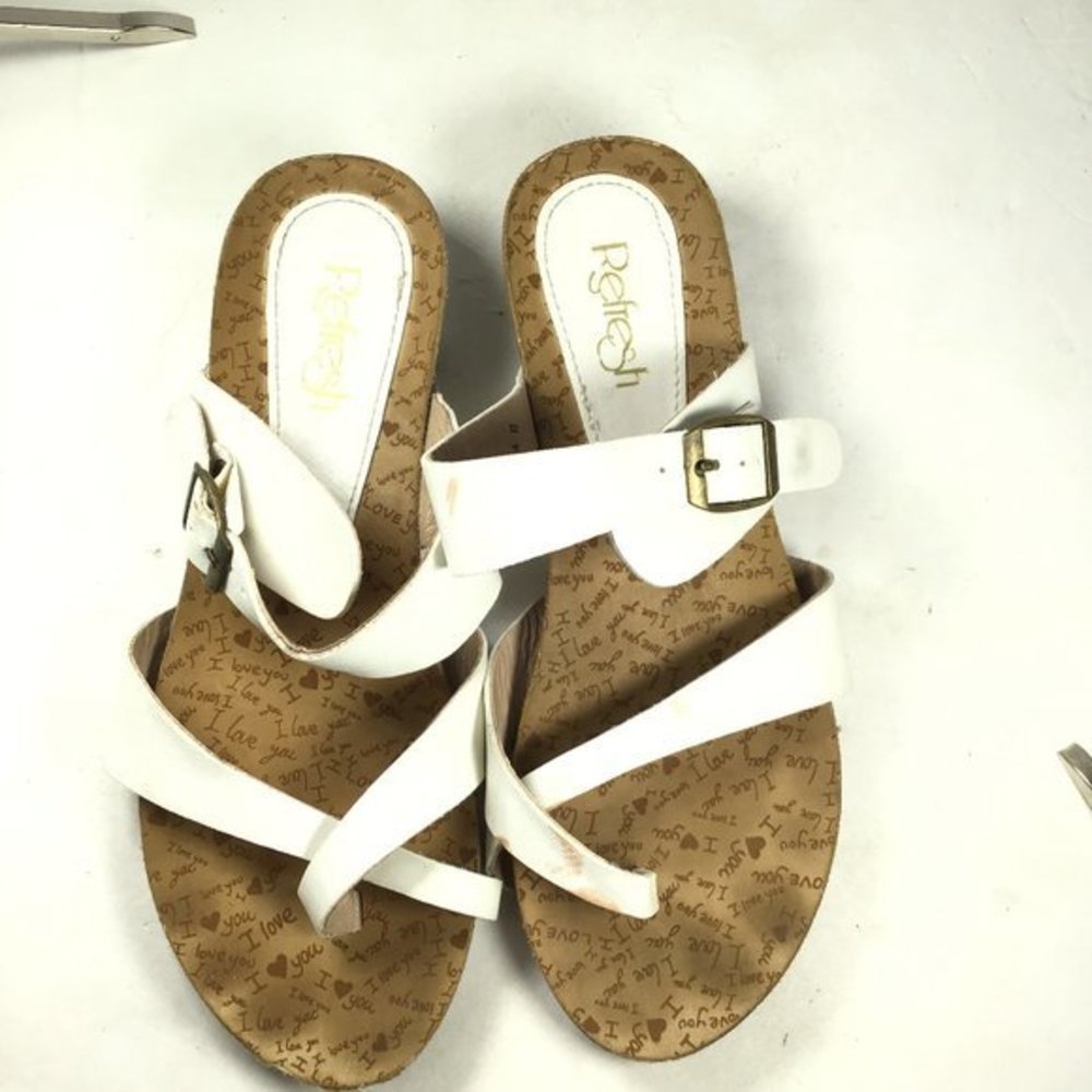 Refresh Baha Pinch Toe Sandal White Size 8 - Picture 3 of 12